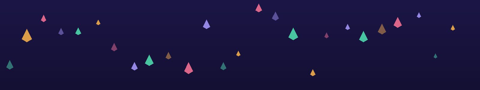 A row of coloured drops, the mark of this site